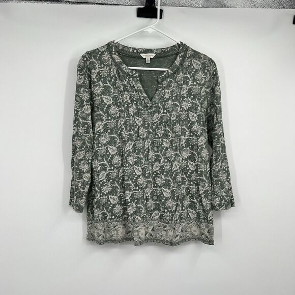 Lucky Brand Green Floral Top Boho Festival Hippie - Picture 1 of 8